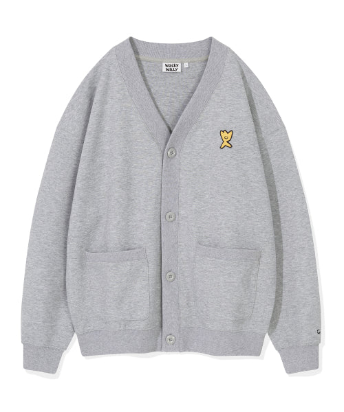 Jersey V-neck pocket cardigan gray