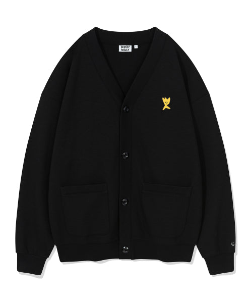 Jersey V-neck pocket cardigan black