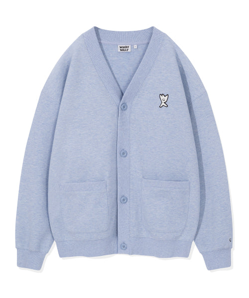 Jersey V-neck pocket cardigan blue