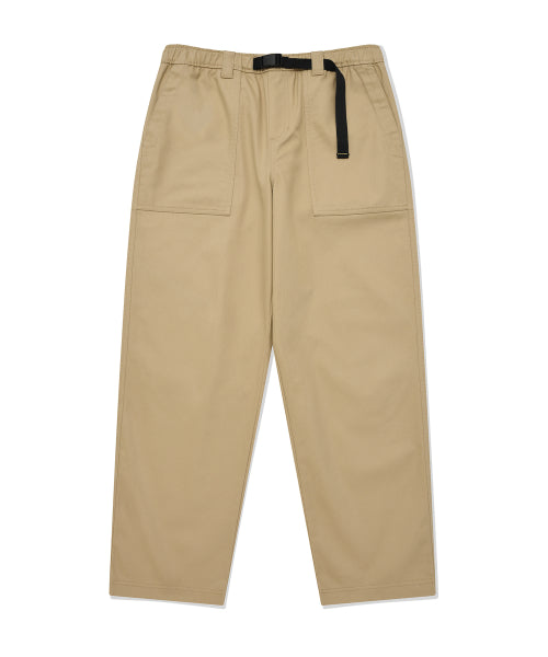 Webbing Belt Cotton Pants Beige