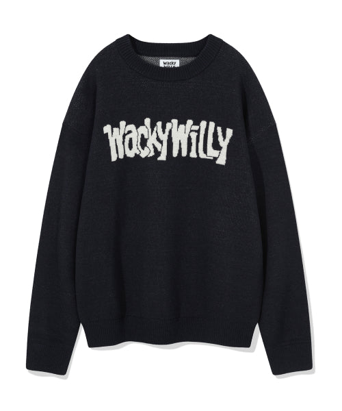 Lettering Pullover Sweater Navy
