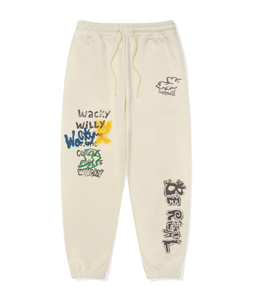 Spray graphic sweatpants cream