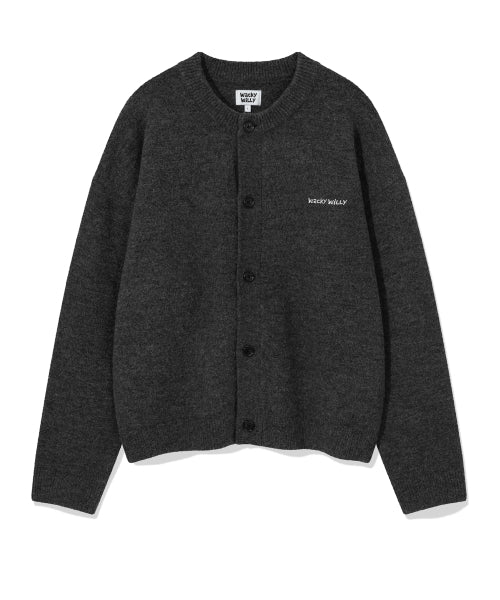 Round neck cardigan dark gray