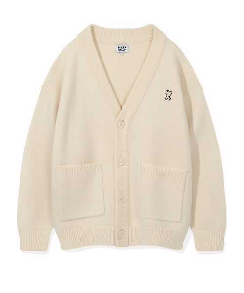 Basic V-neck cardigan cream