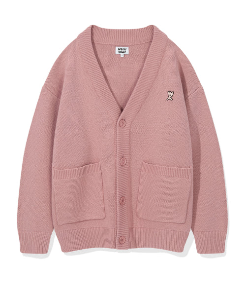 Basic V-neck cardigan pink