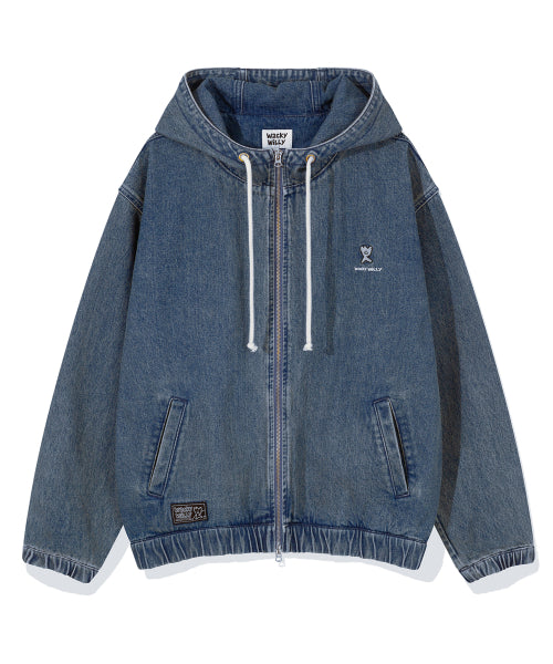 Hooded denim jacket blue