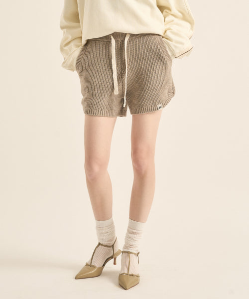 (W) Cashmere Blend Knit Shorts Taupe Brown