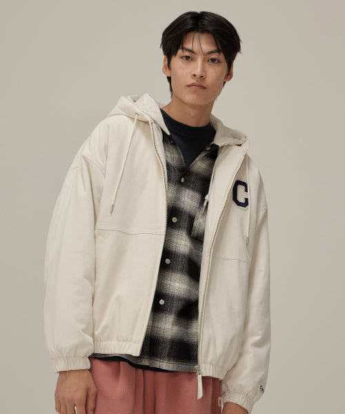 C LOGO CORDUROY HOODIED JACKET