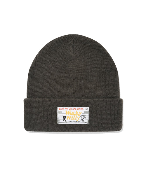 Waki willi label beanie khaki
