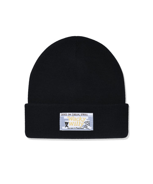 Waki willi label beanie black