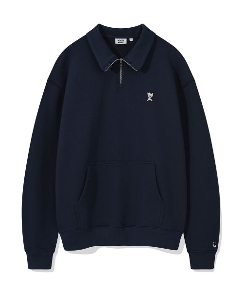 Basic Logo Wappen Half Zip-Up Navy