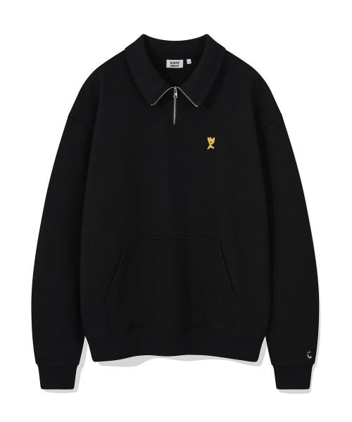 Basic Logo Wappen Half Zip-Up Black