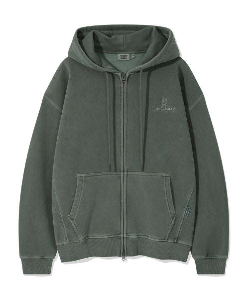 Pigment Hood Zip-Up Green