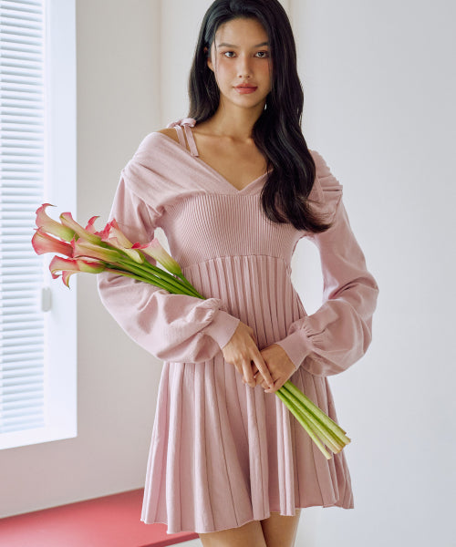 Bambi Flare Knit Dress [PINK]