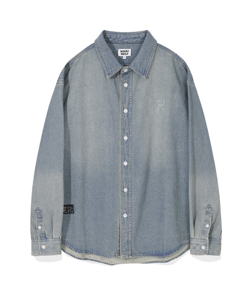 washed-out denim long-sleeved shirt blue