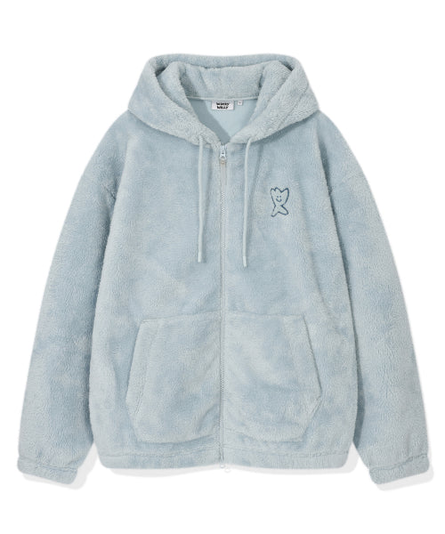 Fluffy Hooded Jumper Blue