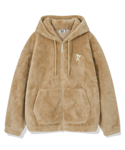 Fluffy Hooded Jumper Beige