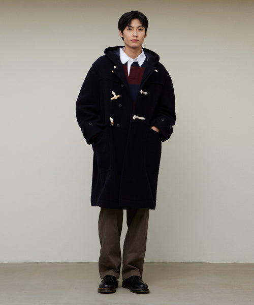 BOUCLE HOODIE DUFFLE COAT