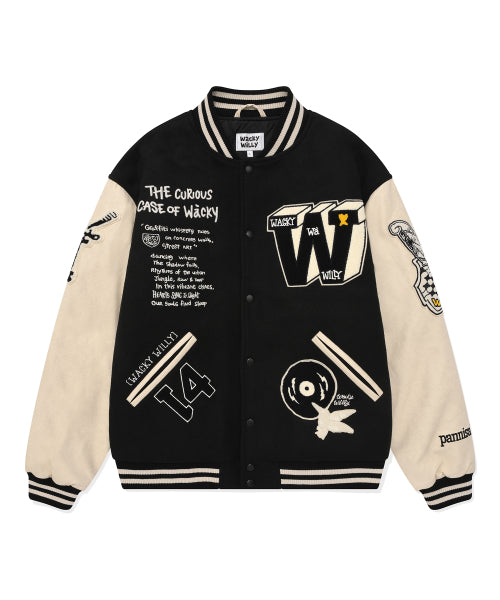 Patchwork Varsity Jacket Black
