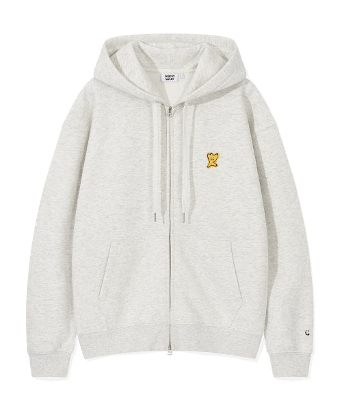 Logo Wappen Napping Hooded Zip-Up Oatmeal