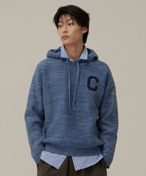 C LOGO KNIT HOODIE