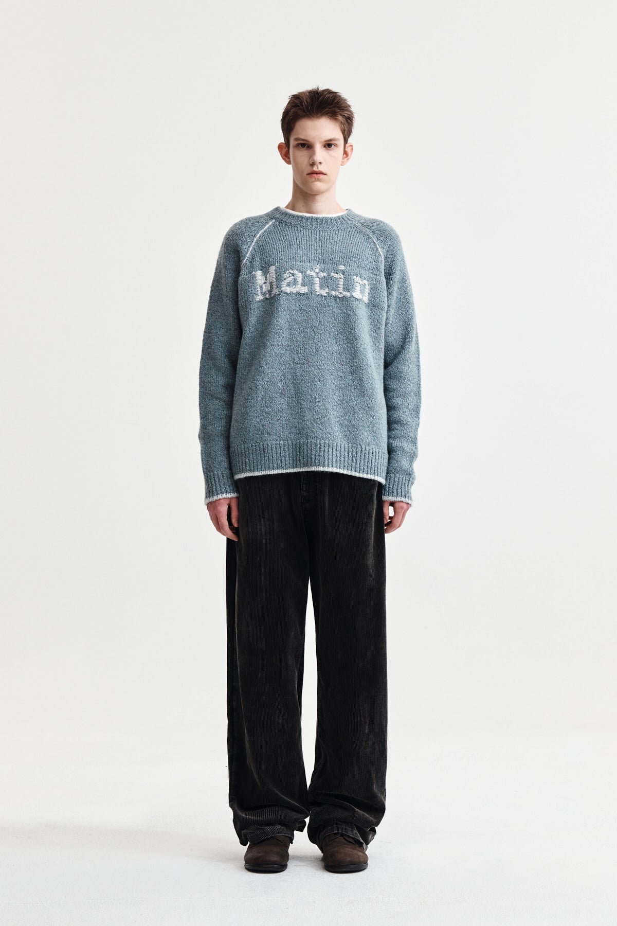 WASED CORDUROY PANTS FOR MEN IN CHARCOAL