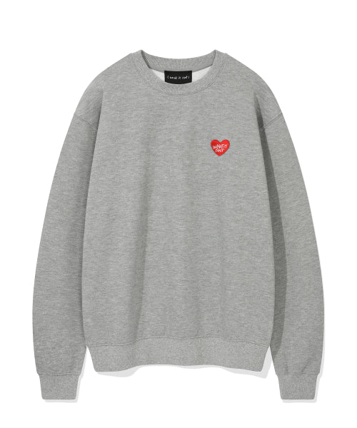 Heart warpen fleece sweatshirt gray