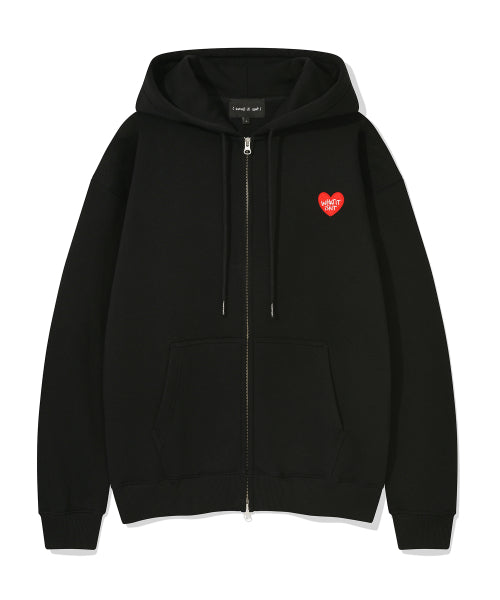 Heart Wappen Napping Hooded Zip-Up Black
