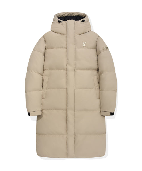 Logo Wappen Hood Long Down Jumper Beige