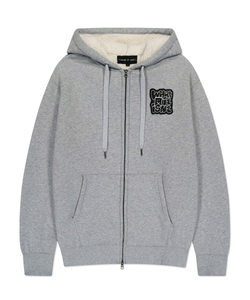 typo warp fleece hooded zip-up gray