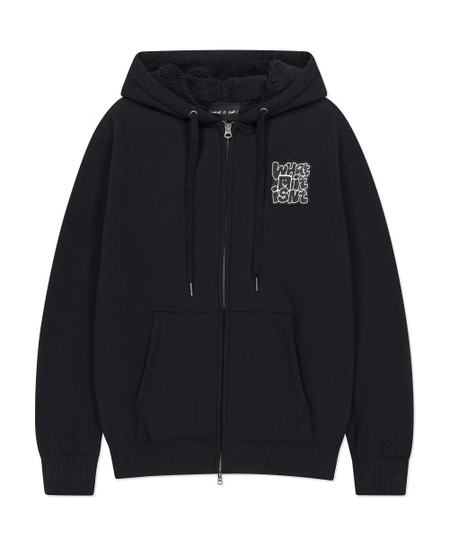 typo wappen fleece hooded zip-up black