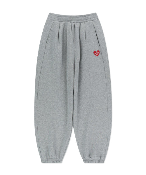 Heart Wappen Balloon Fit Fleece-Lined Jogger Pants Gray