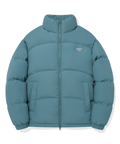 Logo Duck Down Puffin Short Puffer Blue