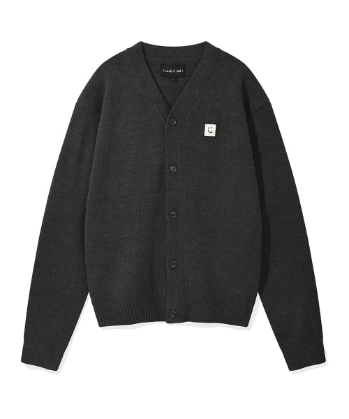 Woolmix V-neck cardigan. Charcoal