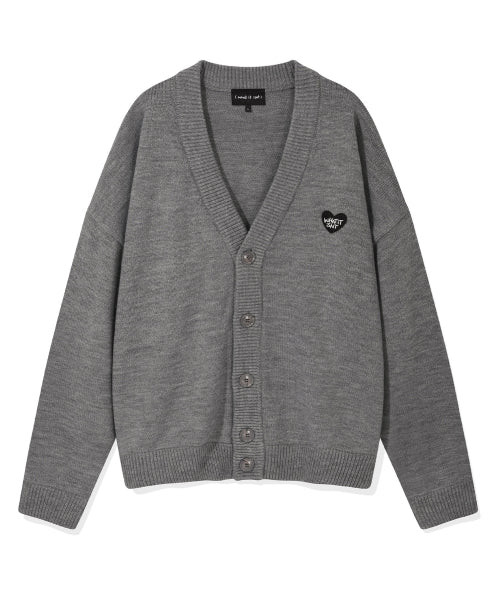 Heart and pen cardigan gray