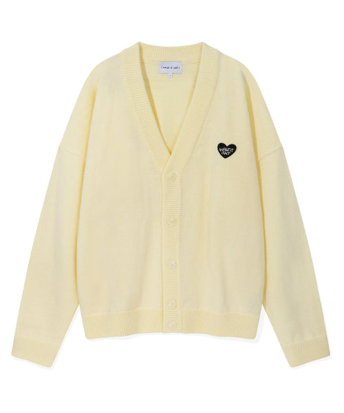 Heart warpen cardigan ivory