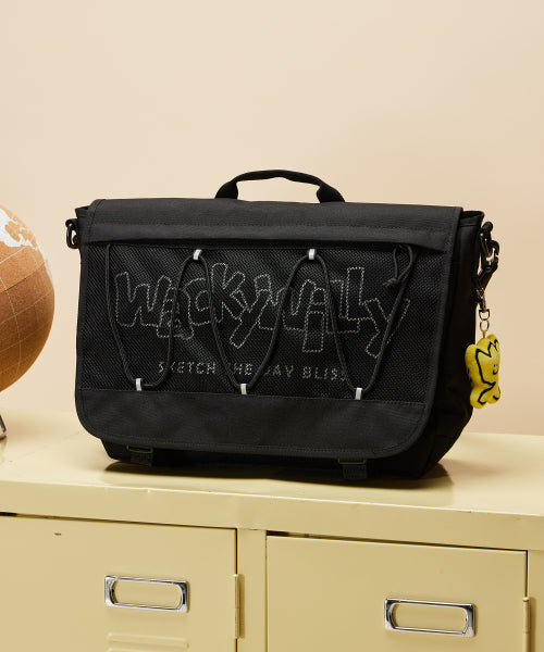 [25SS] Mesh String Messenger Bag Black