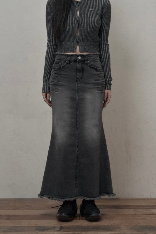 Mermaid Denim Skirt (gray)