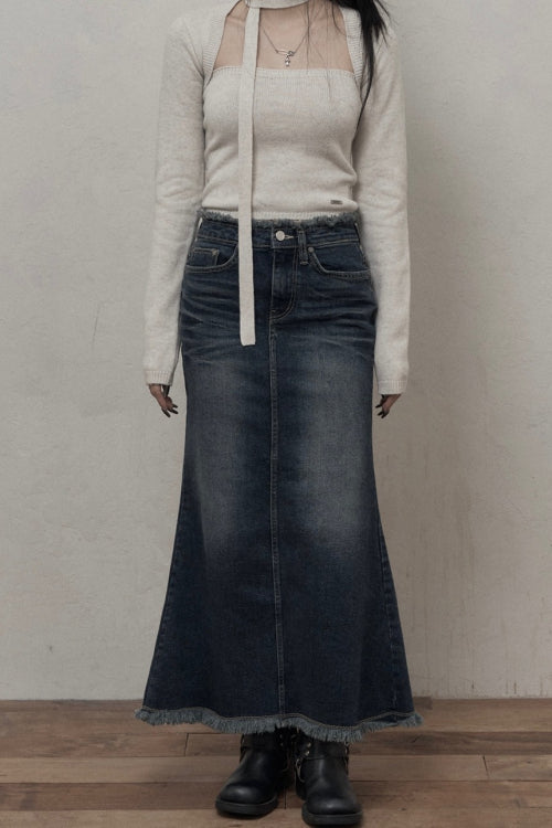 Mermaid Denim Skirt (blue)