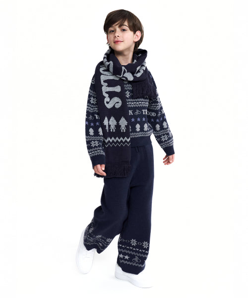KIDS JACQUARD KNIT PANTS [NAVY]