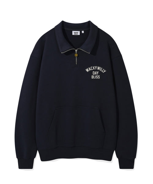 Signature typo Half Zip-Up Sweatshirt Navy