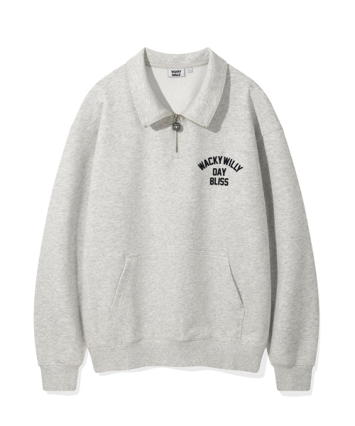 Signature typo Half Zip-Up Sweatshirt Light Gray