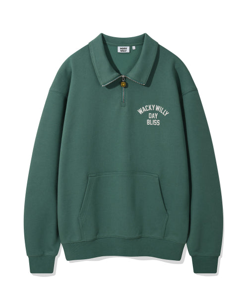 Signature typo half zip-up sweatshirt green