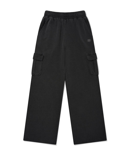 Women's Semi-Wide Washing Cargo Pants Gray