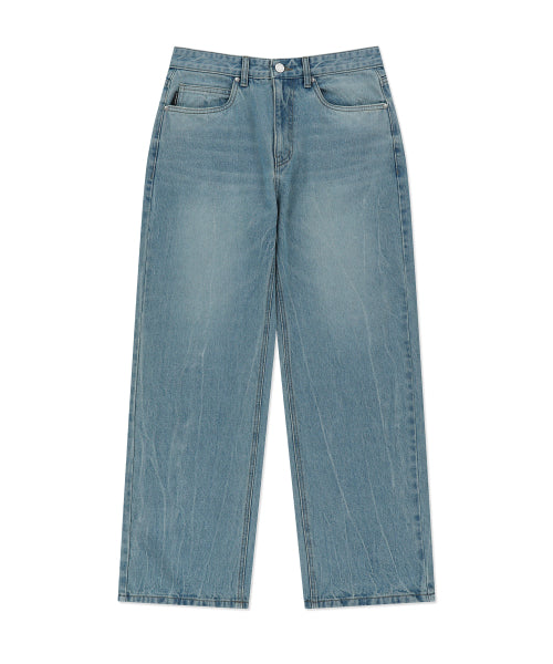 Basic washed denim pants blue