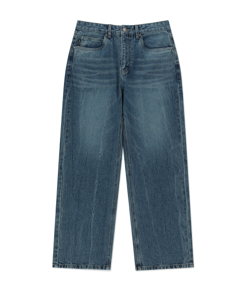 Basic washed denim pants indigo