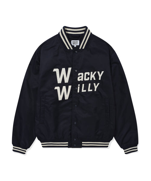 Nylon Graphic Varsity Jacket Dark Navy