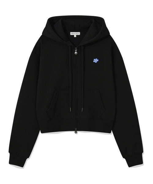 Women's Lily and Pen Crop Hooded Zip-Up Black
