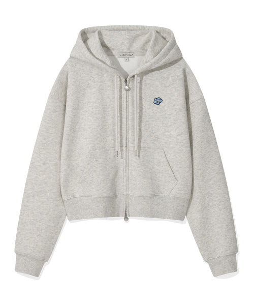 Women's Lily and Pen Crop Hooded Zip-Up Oatmeal