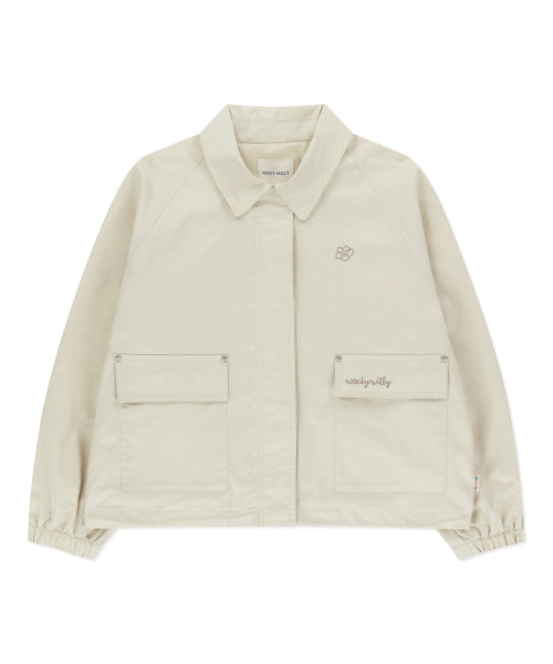 Women's Cotton Blended Collar Jacket Cream